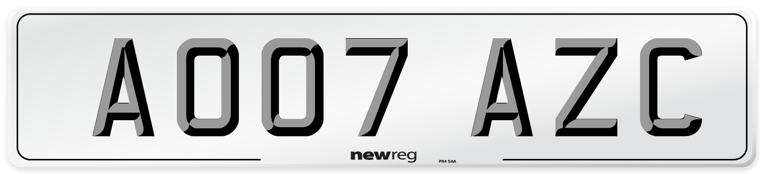 AO07 AZC Number Plate from New Reg